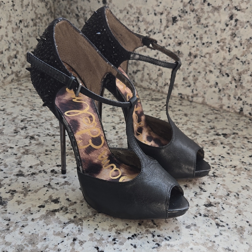 Elegant Black Peep-Toe Heels